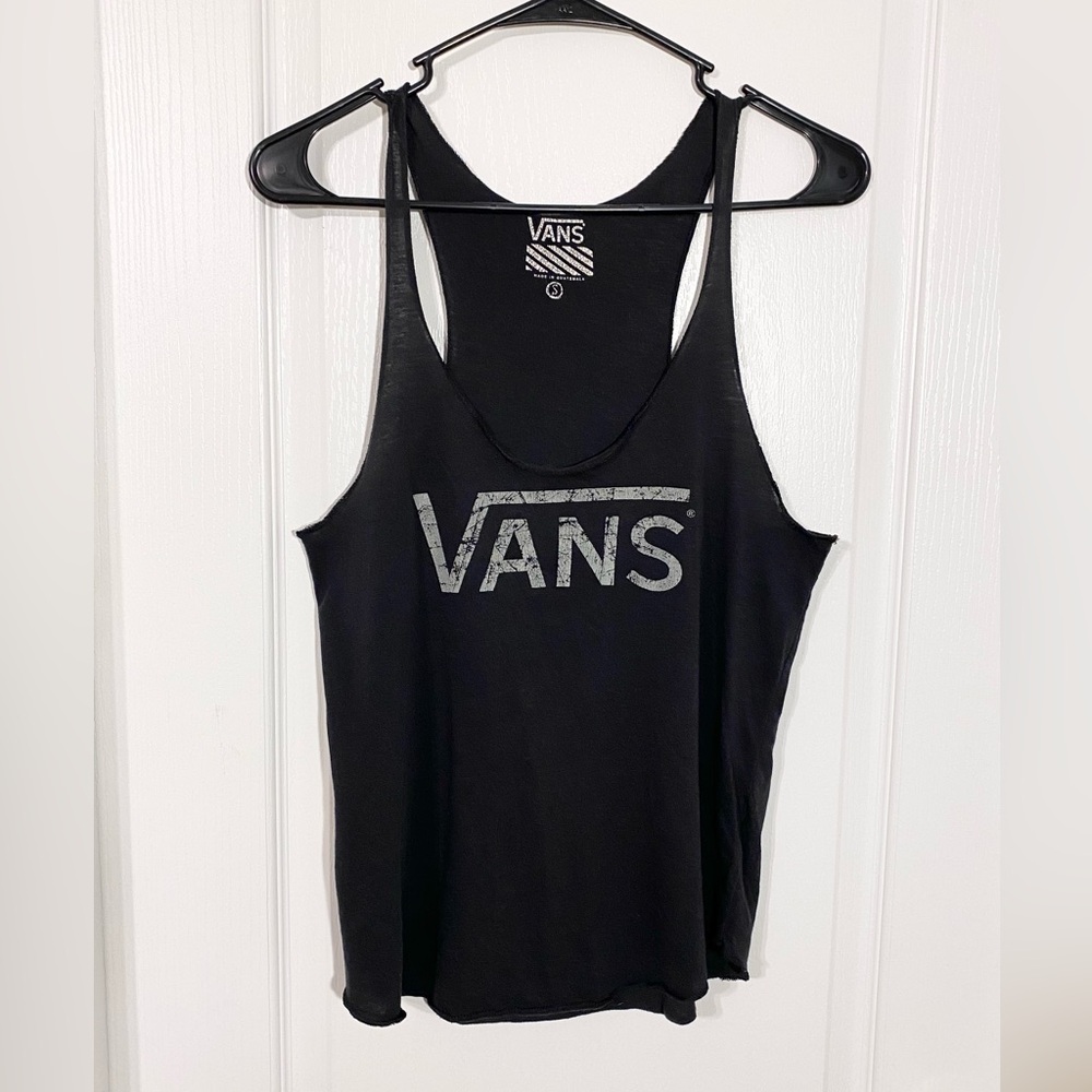 Vans Logo Graphic Scoop Neck Racerback Tank Black Small